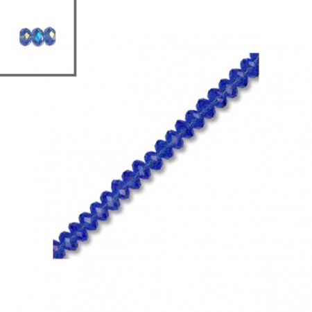 Γυάλινη Χάντρα Ροδέλα Κρυσταλλάκι Πολυγωνικό 4x3mm (~100τμχ) - Μπλε Ανοιχτό ΑΒ - ΚΩΔ:75040283.051-NG