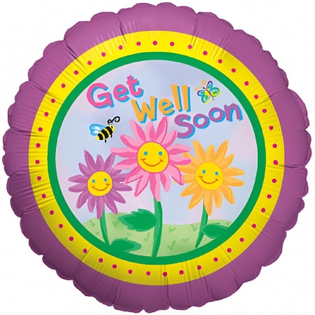 Μπαλονι Foil 45Cm «Get Well Soon» Με Λουλουδια – ΚΩΔ.:16940-Bb