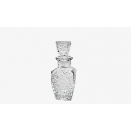 Γυάλινο μπουκάλι ανάγλυφο με τετράγωνο καπάκι 120ml 14.5X5.2cm - ΚΩΔ:503255