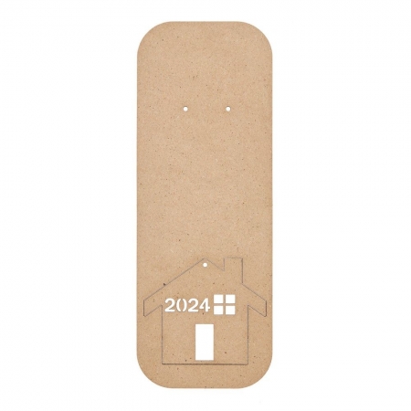 Ξύλινη πλάτη για γούρια κραφτ με σπιτάκι και χρονολογία 2024 10X27cm - ΚΩΔ:NB294-NU