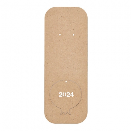 Ξύλινη πλάτη για γούρια κραφτ με ρόδι και χρονολογία 2024 10X27cm - ΚΩΔ:NB295-NU