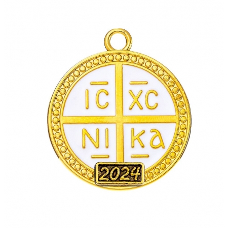 Μεταλλικό κρεμαστό χρυσό κωνσταντινάτο με χρονολογία 2.5X3cm - ΚΩΔ:M2024-11328-AD