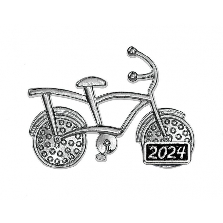 Μεταλλικό κρεμαστό ασημί ποδήλατο με χρονολογία 4X3cm - ΚΩΔ:M2024-6592-AD