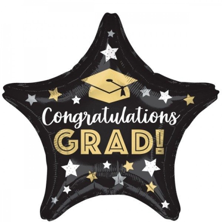 Μπαλόνι foil 43cm αποφοίτησης αστέρι congratulations grad - ΚΩΔ:44209-BB
