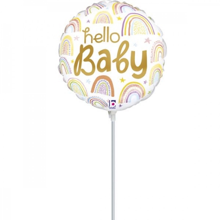 Μπαλόνι foil 23cm mini shape hello baby rainbows - ΚΩΔ:22002-BB