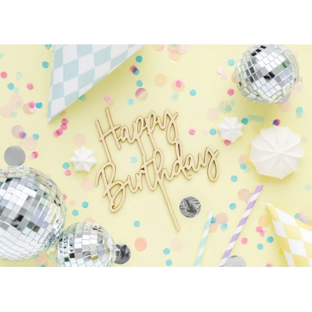 Ξύλινο topper τούρτας Happy Birthday 15X16.5cm - ΚΩΔ:KPT57-100-BB