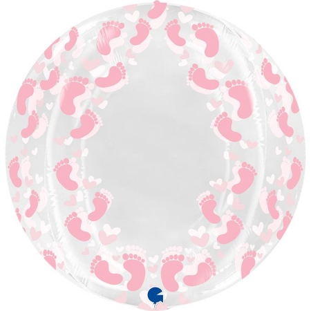 Μπαλόνι foil 48cm διάφανο ροζ πατουσάκια - ΚΩΔ:G74012SVT-BB