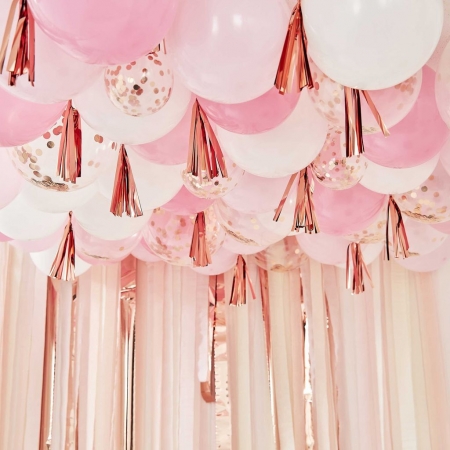 Σετ μπαλονιών με φουντίτσες σε ροζ αποχρώσεις - ΚΩΔ:MIX-179-BB
