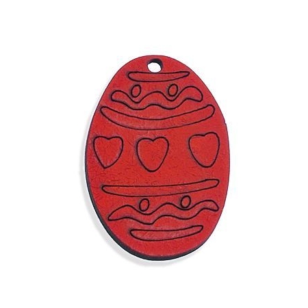 Ξύλινο κόκκινο πασχαλινό αυγό 3.5X5cm - ΚΩΔ:M9313-AD