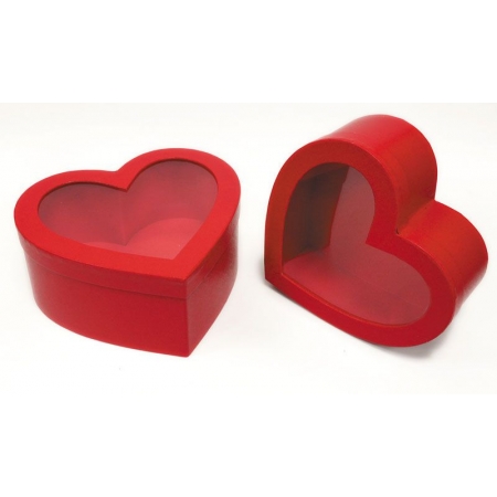 Κουτιά καρδιά κόκκινα με παράθυρο ζελατίνα - σετ 2 τεμαχίων - ΚΩΔ:502706