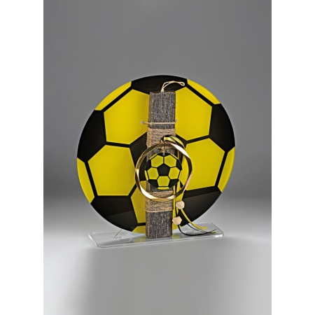 Πασχαλινή λαμπάδα με κίτρινη μπάλα ποδοσφαίρου σε plexiglass βάση - ΚΩΔ:EL756BS-AD