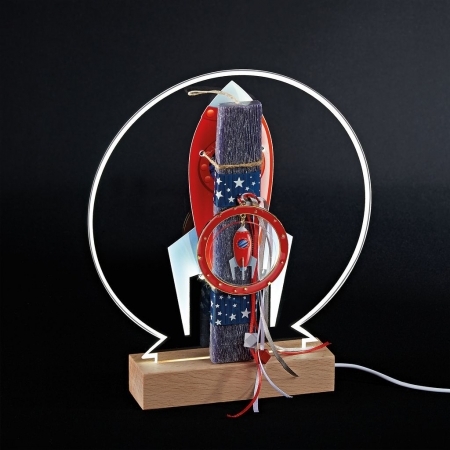 Πασχαλινή λαμπάδα με πύραυλο σε plexiglass φωτιζόμενη βάση - ΚΩΔ:LED-EL905-AD