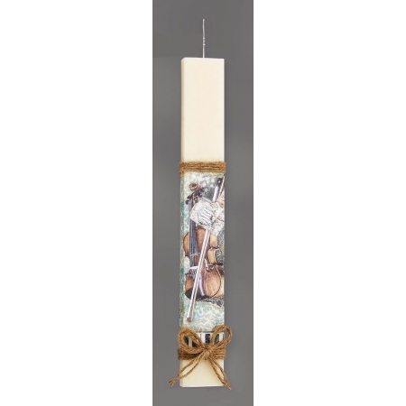 Πασχαλινή λαμπάδα πλακέ με βιολί 29cm - ΚΩΔ:M10670-AD