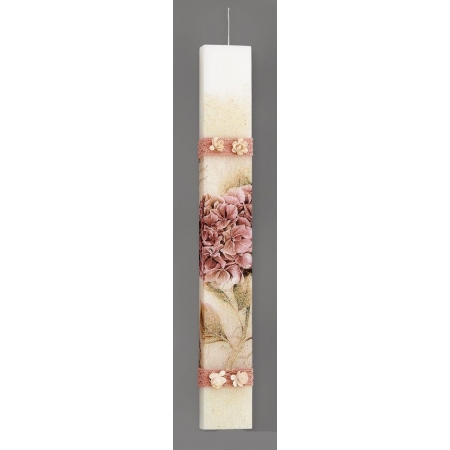 Πασχαλινή λαμπάδα πλακέ με λουλούδια 29cm - ΚΩΔ:M10674-AD