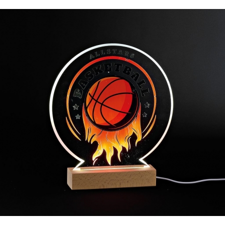 Plexiglass εκτυπωμένο με θέμα μπάσκετ σε LED ξύλινη βάση - ΚΩΔ:M12039-AD