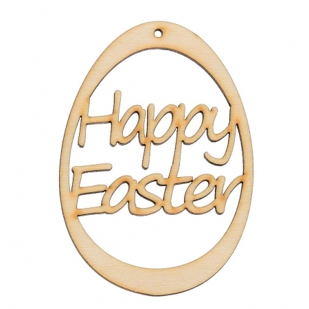 Ξύλινο κρεμαστό αυγό - Happy Easter 7X10cm - ΚΩΔ:M1672-AD