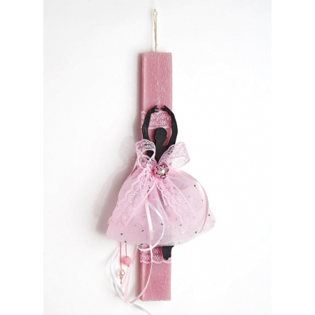 Πασχαλινή λαμπάδα ροζ με μπαλαρίνα - ΚΩΔ:EL210-AD
