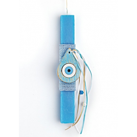 Πασχαλινή λαμπάδα γαλάζια με γαλάζιο κεραμικό μάτι - ΚΩΔ:EL853-AD