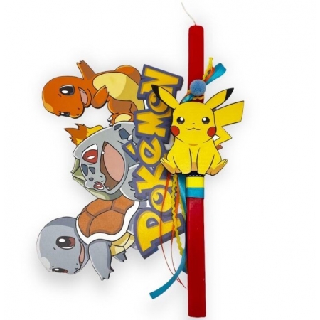 Πασχαλινή λαμπάδα Pokemon με ξύλινο κάδρο - ΚΩΔ:LAM07-1-BB