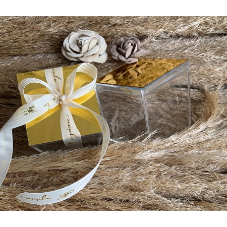 Κουτί plexiglass με χρυσό καπάκι 6,5Χ6,5Χ6,5cm - ΚΩΔ:B97-Rn