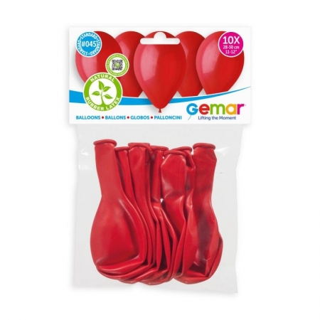 Μπαλόνια latex 28cm κόκκινα - ΚΩΔ:1360945-10-BB