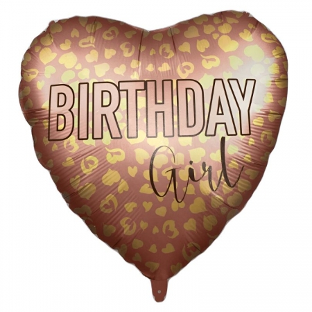 Μπαλόνι foil 45cm καρδιά λεοπάρ birthday girl - ΚΩΔ:96357-BB