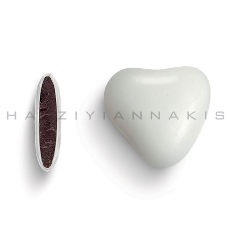Κουφέτο καρδιά μεγάλη λευκή γυαλισμένη με γέμιση σοκολάτας υγείας σε κουτι 4Kg - ΚΩΔ:110154-002