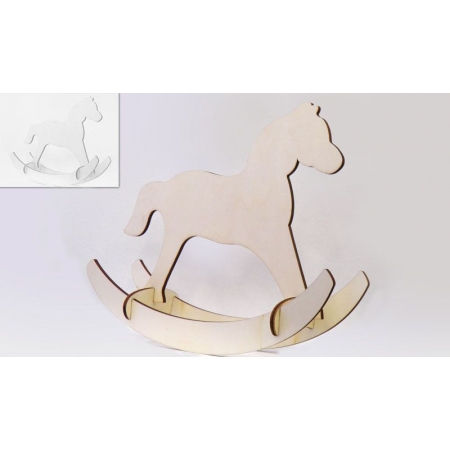 Ξυλινο Αλογο Καρουζελ Γιγας 3D 24X29Cm  Φυσικο Αβαφο - ΚΩΔ: 519346