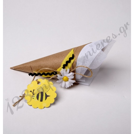 Χωνακι Craft Με Λουλουδι Και Μελισσα - ΚΩΔ:Xon-1223