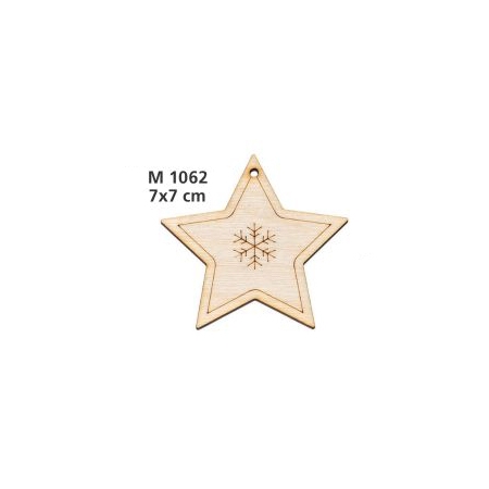 Γουρι Ξυλινο Αστερι Με Χιονονιφαδα Μικρο - ΚΩΔ:M1062-Ad