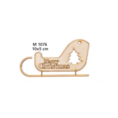 Γουρι Ξυλινο Ελκηθρο "Merry Christmas" Μεγαλο - ΚΩΔ:M1076-Ad