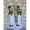 Λαμπαδες Γαμου Με Lilium Και Τριανταφυλλα Σε Λευκο Και Ροζ - ΚΩΔ.:Mn460-L
