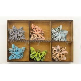 Ξυλινο Κουτι Με 24 Χρωματιστες Πεταλουδες 19X13Cm - ΚΩΔ:519566