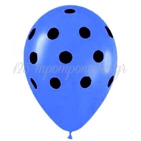 Μπαλονια 12΄΄ Μπλε Με Μαυρο Πουα  – ΚΩΔ.:1312525-Bb