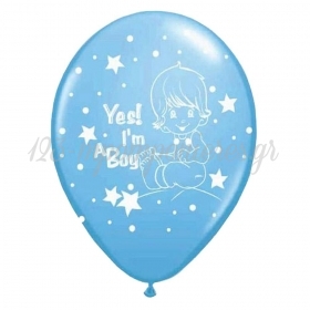 Γαλαζια Μπαλονια «Yes I'M A Boy» Με Μωρο 12'' (30Cm) – ΚΩΔ.:13512324-Bb