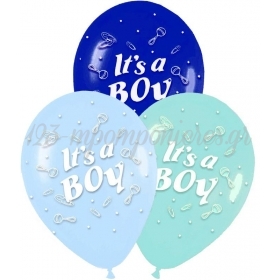 Μπαλονια «It'S A Boy» Με Κουδουνιστρα Σε 3 Χρωματα 12'' (30Cm) – ΚΩΔ.:13512360-Bb