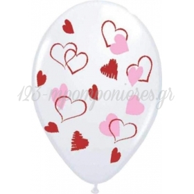 Διαφανα Μπαλονια Τυπωμενα Με Κοκκινες Και Ροζ Καρδιες 12'' (30Cm) – ΚΩΔ.:13512390Dh-Bb