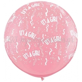 Bubble Gum Ροζ Μπαλονια Latex 90Cm «It'S A Girl» – ΚΩΔ.:13530102-Bb