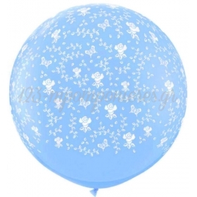 Γαλαζια Μπαλονια Latex 90Cm Με Λουλουδακια – ΚΩΔ.:13530109F-Bb
