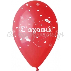Κοκκινα Μπαλονια Τυπωμενα Καρδιες Σαγαπω 12'' (30Cm) – ΚΩΔ.:13613236-Bb