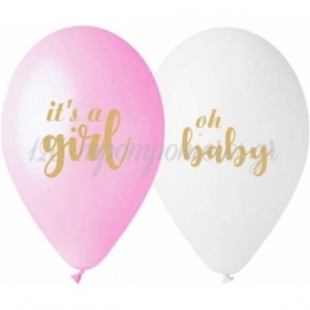 Ροζ-Λευκα Μπαλονια Baby Shower Κοριτσι 13'' (33Cm) – ΚΩΔ.:13613241-Bb