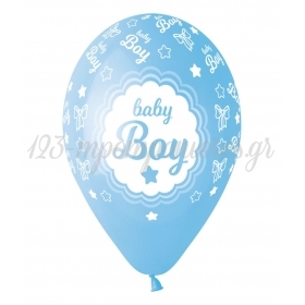 Γαλαζια Μπαλονια «Baby Boy» Με Αστερακια 13'' (33Cm) – ΚΩΔ.:13613252-Bb