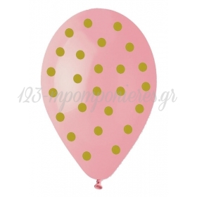 Μπαλονια 13΄΄ Baby Pink Με Χρυσο Πουα  – ΚΩΔ.:13613263-Bb