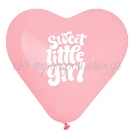 Ροζ Μπαλονια Σε Σχημα Καρδιας «Sweet Little Girl» 17'' (43Cm) – ΚΩΔ.:1361773-Bb