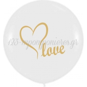 Ασπρο Μπαλονι Τυπωμενο Με Χρυσο «Love» 19'' (48Cm) – ΚΩΔ.:13619001-Bb