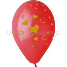 Κοκκινα Μπαλονια Τυπωμενα Χρυσες Καρδιες 16'' (40Cm) – ΚΩΔ.:84760-Bb
