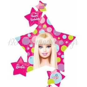 Μπαλονι Foil Γενεθλιων Supershape Barbie Αστερια «Happy Birthday» 64X91Cm – ΚΩΔ.:118225-Bb