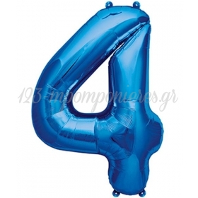 Μπαλονι Foil Μπλε 100Cm Αριθμος Τεσσερα – ΚΩΔ.:526B404-Bb