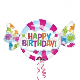 Μπαλονι Foil Γενεθλιων Supershape Καραμελα «Happy Birthday» 60X101Cm – ΚΩΔ.:531617-Bb