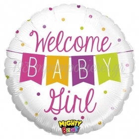 Μπαλονι Foil 45Cm Για Γεννηση «Welcome Baby Girl» Banner – ΚΩΔ.:14344-Bb